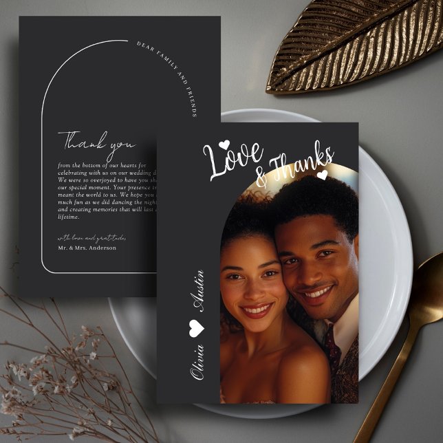 Modern Minimalist Arch Photo Elegant Wedding Thank You Card (Creator Uploaded)