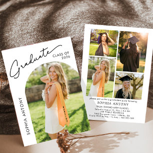 Modern Minimalist Arch Photo Graduation Party Invitation