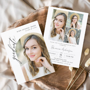 Modern Minimalist Arch Photo Graduation Party Invitation
