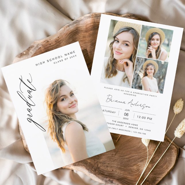 Modern Minimalist Arch Photo Graduation Party Invitation (Creator Uploaded)