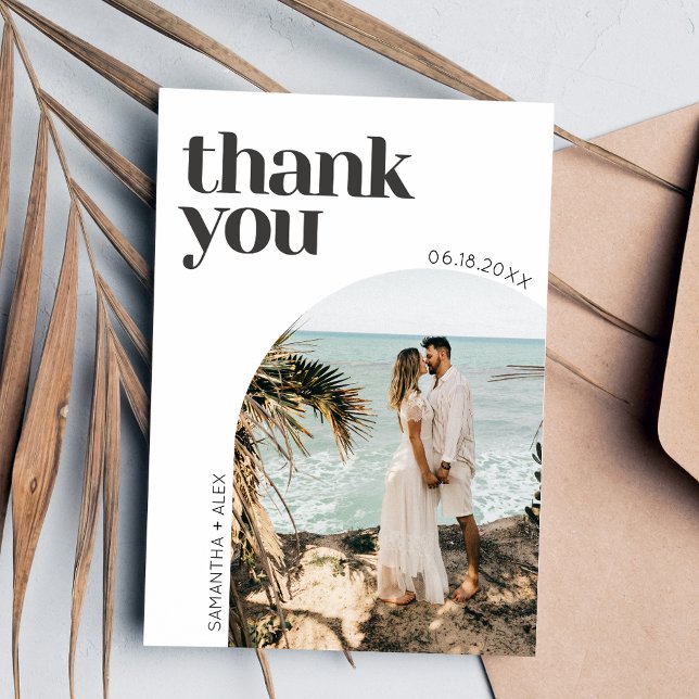 Modern Minimalist Arch Photo Wedding Thank You (Modern Minimalist Arch Photo Wedding Thank You Card)