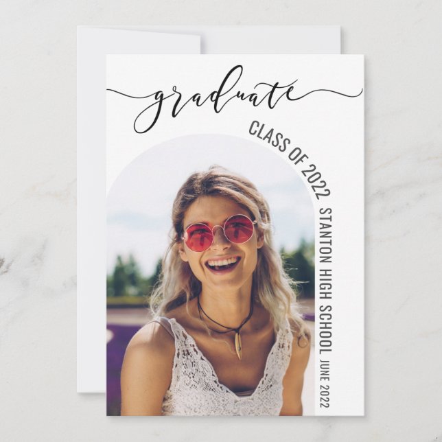 Modern Minimalist Arch Photos Pictures Graduation  Invitation (Front)