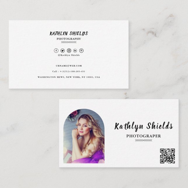 Modern minimalist  Arch Script Photography  Business Card (Front/Back)