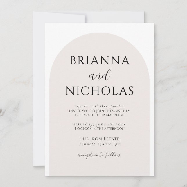 Modern Minimalist Arch Wedding Invitation (Front)