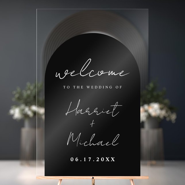 Modern Minimalist Arch Wedding Welcome Acrylic Sign (Creator Uploaded)