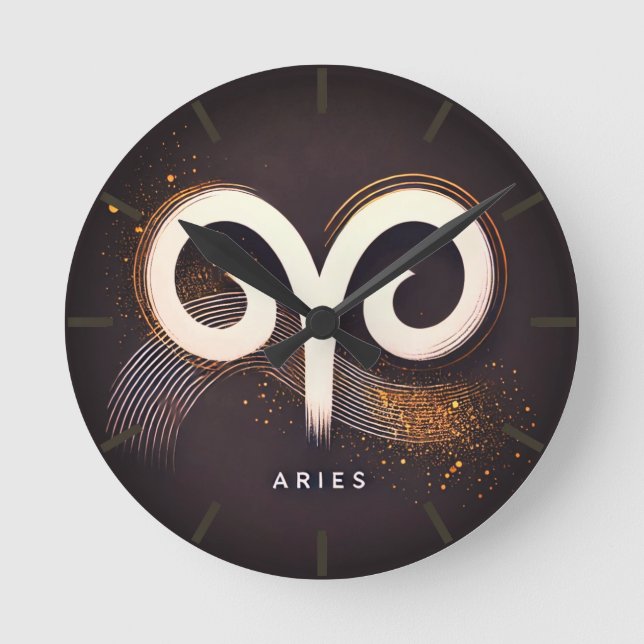 Modern Minimalist Aries Symbol Round Clock (Front)