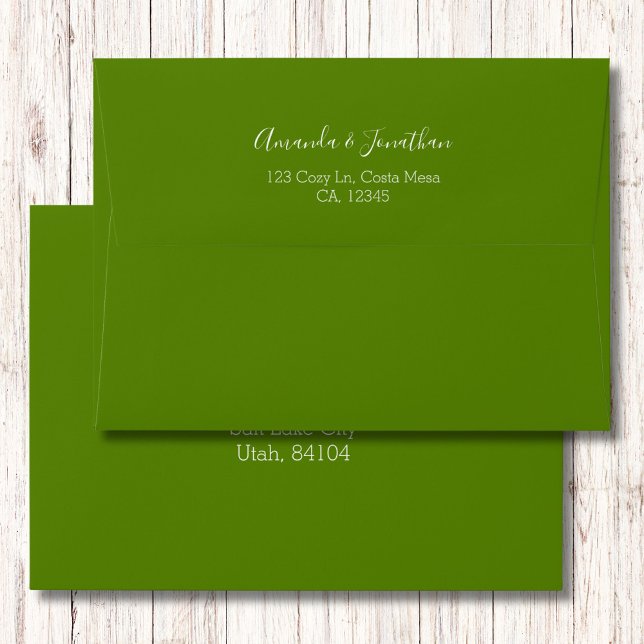 Modern Minimalist Avocado Green Pre-addressed  Envelope (Creator Uploaded)