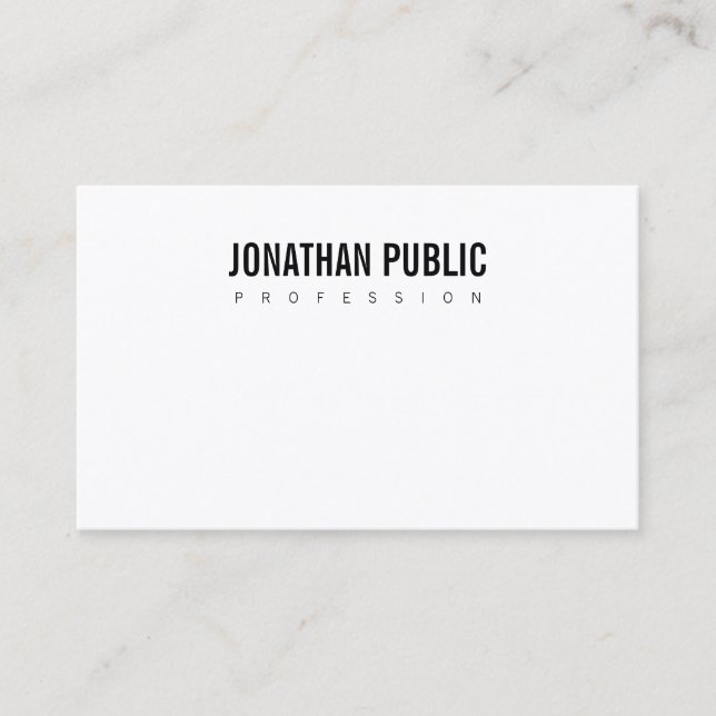 Modern Minimalist B&W Design Professional Plain Business Card (Front)
