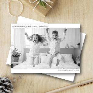 Modern Minimalist B&W Photo Holiday Card