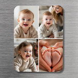 Modern Minimalist Baby 4 Photo Collage  Magnet<br><div class="desc">Celebrate your little one’s most precious moments with this Modern Minimalist Baby 4-Photo Collage Magnet. Designed with a clean and timeless layout, this custom magnet showcases four of your favourite baby photos with simple, stylish elegance. Add a name, birth date, or a short message to personalise your keepsake. Printed in...</div>