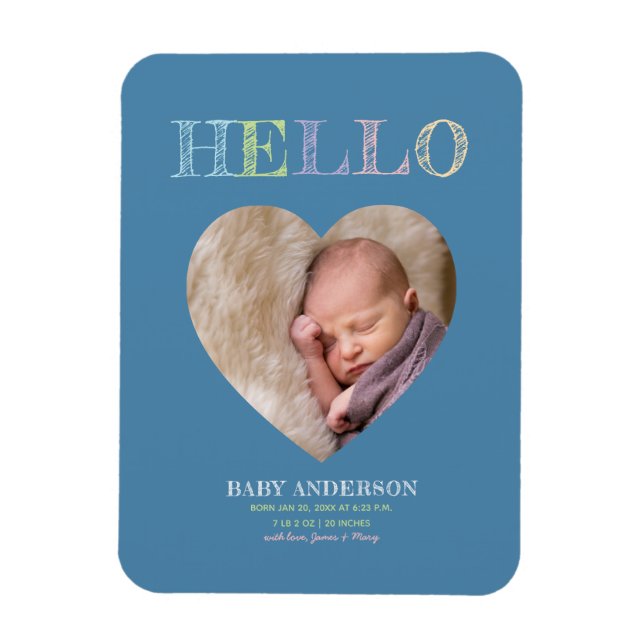 Modern Minimalist Baby Photo Birth Announcement Magnet (Vertical)