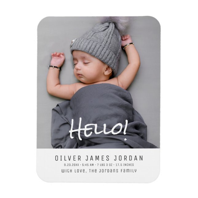 Modern Minimalist Baby Photo Keepsake Gifts Magnet (Vertical)