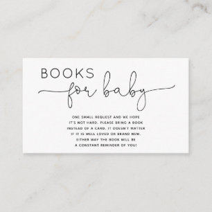 Modern Minimalist Baby Shower Book For Baby Enclosure Card