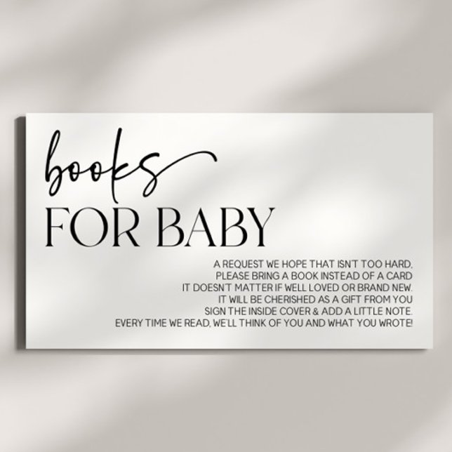 Modern Minimalist Baby Shower Books For Baby Enclosure Card (Creator Uploaded)