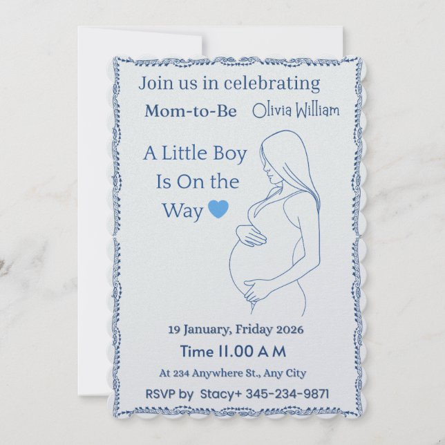 Modern minimalist baby shower invitation  (Front)