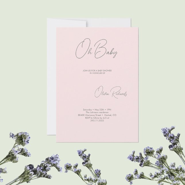 Modern Minimalist Baby Shower Invitation Oh Baby (Creator Uploaded)