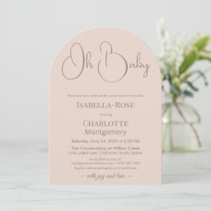 Modern Minimalist Baby Shower Powder Blush Invitation