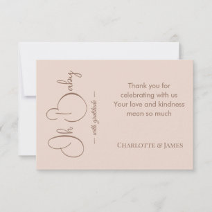 Modern Minimalist Baby Shower Powder Blush Thank You Card