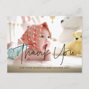 Modern minimalist Baby shower thank you Postcard