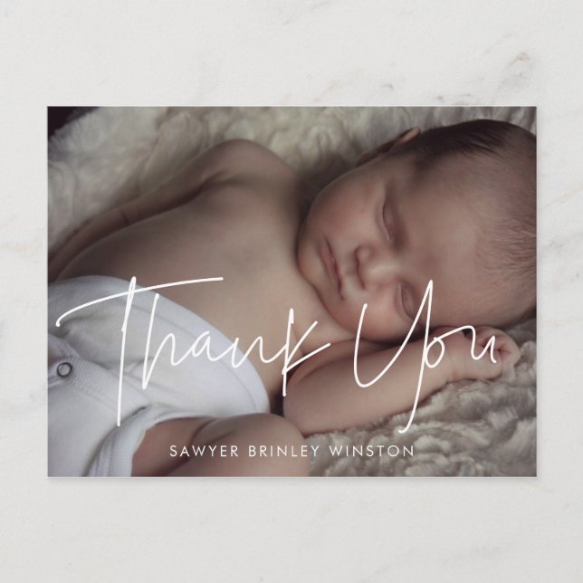 Modern minimalist Baby shower thank you Postcard (Front)