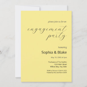 Modern Minimalist Baby Yellow Engagement Party Invitation