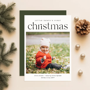 Modern Minimalist Baby's First Christmas Photo Holiday Card