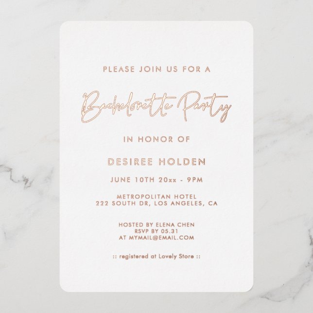 Modern minimalist Bachelorette Party (Front)
