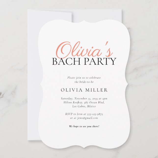 Modern Minimalist Bachelorette Party Invitation (Front)