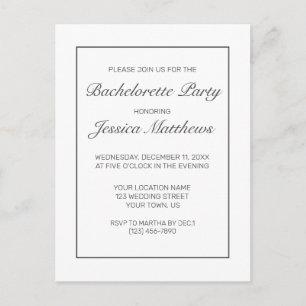 Modern Minimalist Bachelorette Party Invitation Postcard