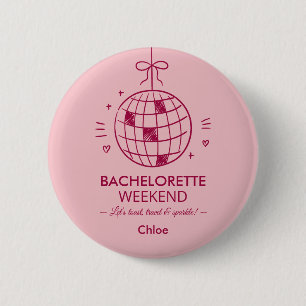 Modern Minimalist Bachelorette Weekend   Pink  6 Cm Round Badge
