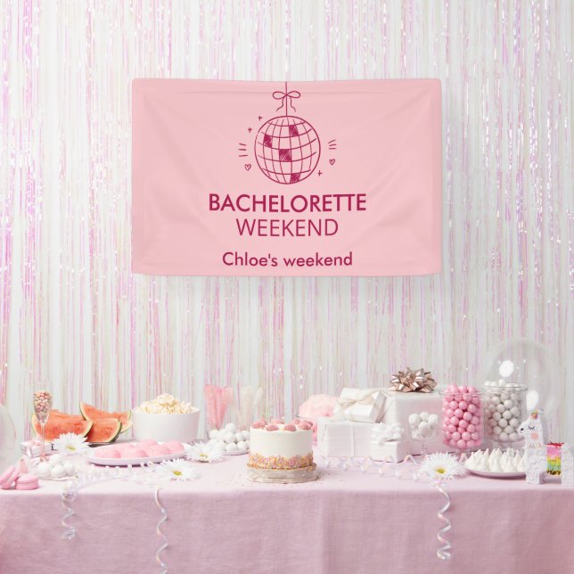 Modern Minimalist Bachelorette Weekend | Pink  Banner (Party)