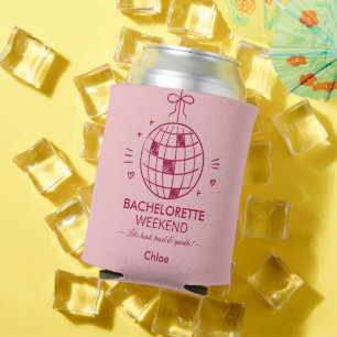 Modern Minimalist Bachelorette Weekend   Pink  Can Cooler