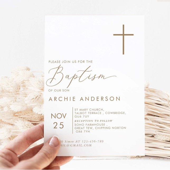 Modern Minimalist Baptism  Invitation (Creator Uploaded)