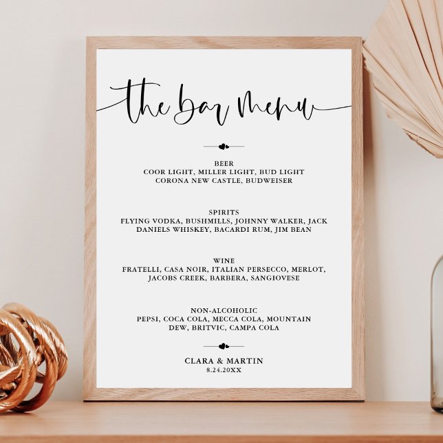 Modern Minimalist Bar Menu Cheers Wedding Sign (Creator Uploaded)