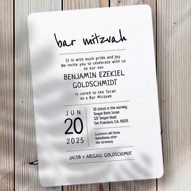 Modern + Minimalist Bar Mitzvah Invitation (Creator Uploaded)