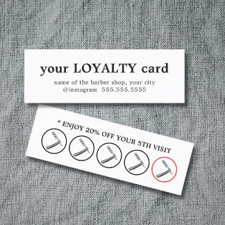 Modern Minimalist Barber Shop Bold Customer Reward Loyalty Card
