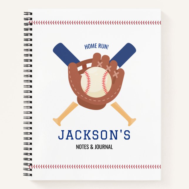 Modern Minimalist Baseball Batter Up Notebook (Front)