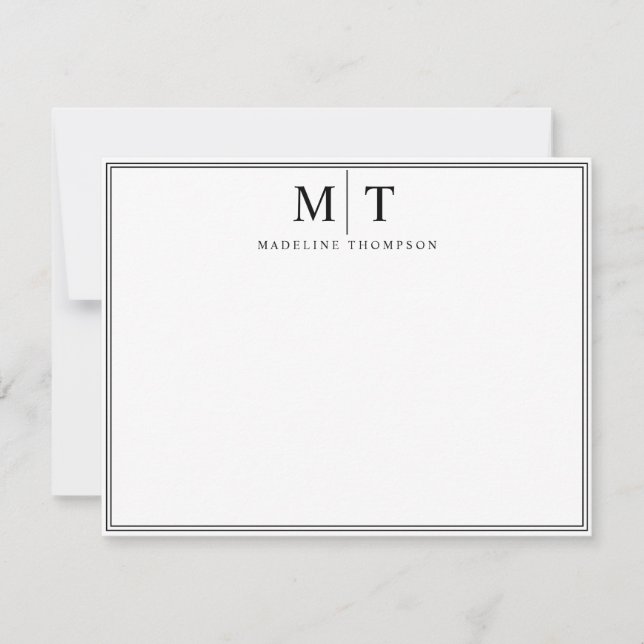 Modern Minimalist Basic Broder Black Monogram  Card (Front)