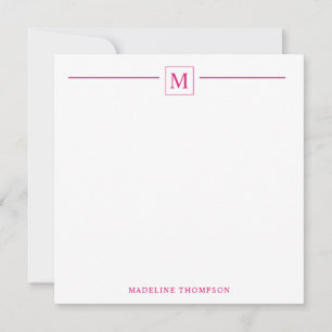 Modern Minimalist Basic Magenta Monogram Line Card