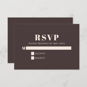 Modern Minimalist Bat Mitzvah Brown Custom RSVP Card
