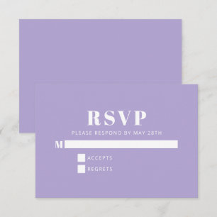 Modern Minimalist Bat Mitzvah Lavender Purple RSVP Card