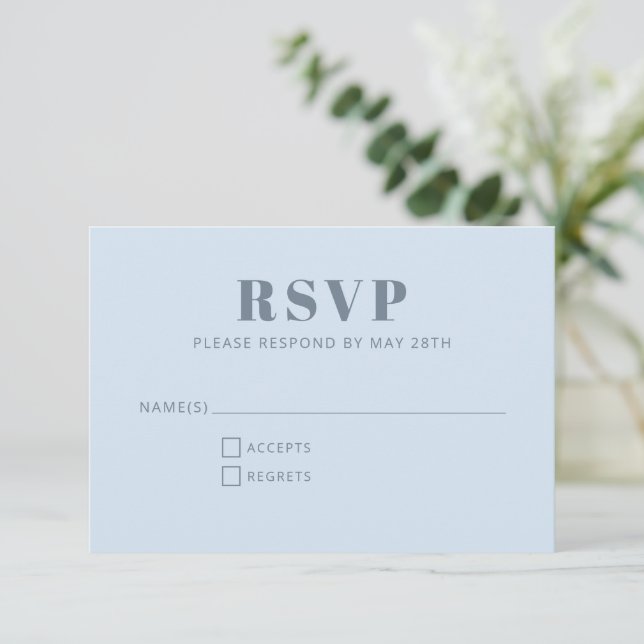 Modern Minimalist Bat Mitzvah Soft Blue Simple RSVP Card (Standing Front)