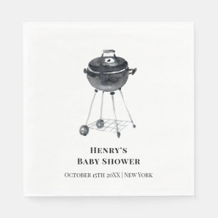 Modern Minimalist BBQ Grill Baby Shower  Napkin