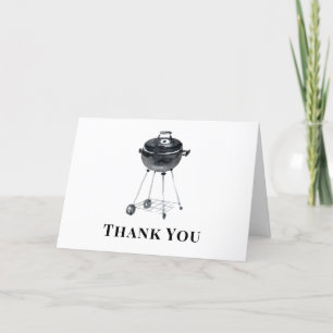 Modern Minimalist BBQ Grill Baby Shower  Thank You Card