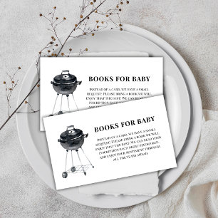 Modern Minimalist BBQ Grill Books For Baby Shower Enclosure Card
