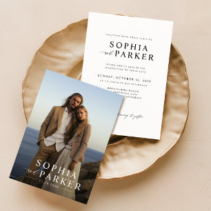 Modern Minimalist Beach Photo Wedding Invitation