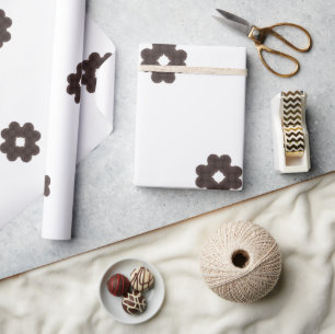 Modern Minimalist Beige and Brown Vintage Pattern Wrapping Paper
