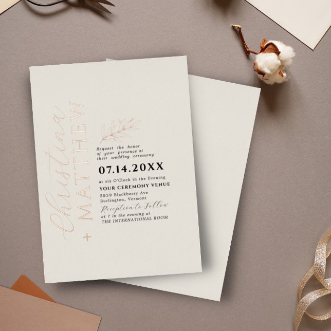 Modern Minimalist Beige Black Wedding Rose Gold (Creator Uploaded)