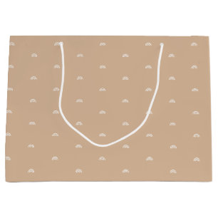Modern Minimalist Beige Boho Rainbow Large Gift Bag