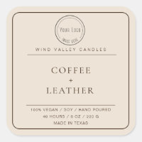 Modern minimalist beige brown logo candle label